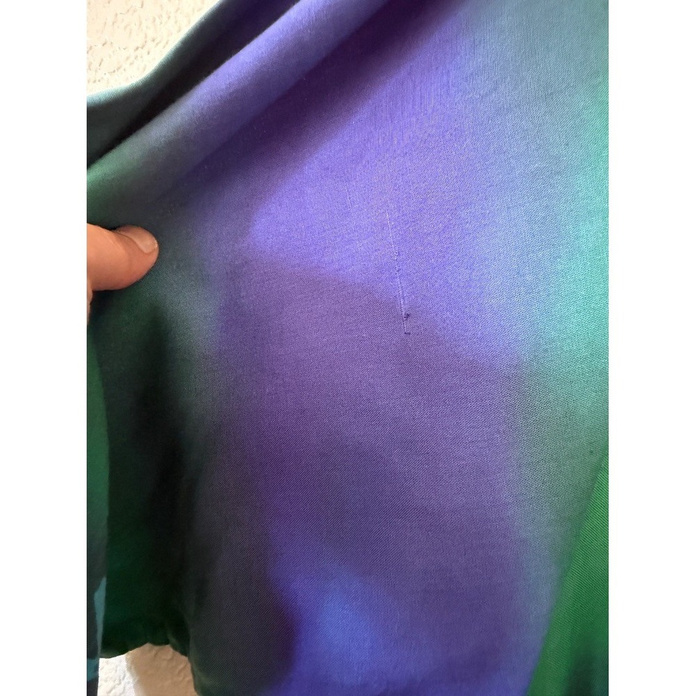 Resort Wear Womensโ Tie Dye Shirt Dress Green Purple Rayon One Size Boho Midi - Picture 16 of 16